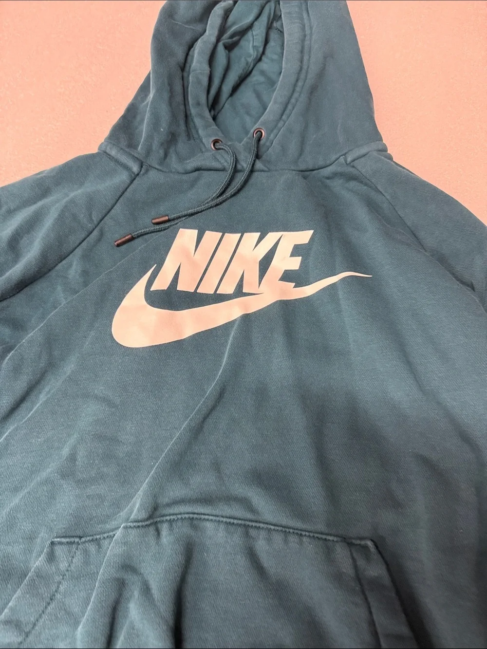 Nike Teal Crewneck Hoodie with White Swoosh - Men's